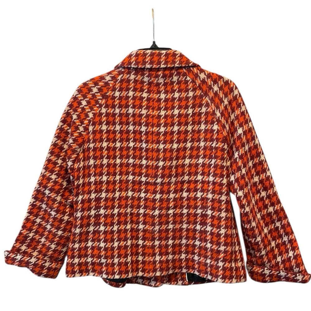 Banana Republic Houndstooth Wool Blazer Orange & Bugundy Women Small - Picture 5 of 6
